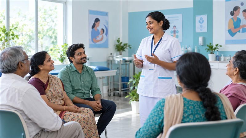 Nurse leading a community health education session